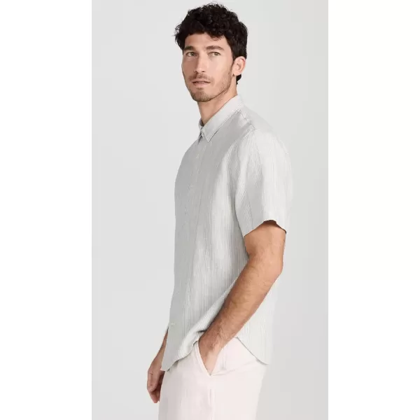 Vince Mens Shadow Stripe ShirtAlabasterLimestone