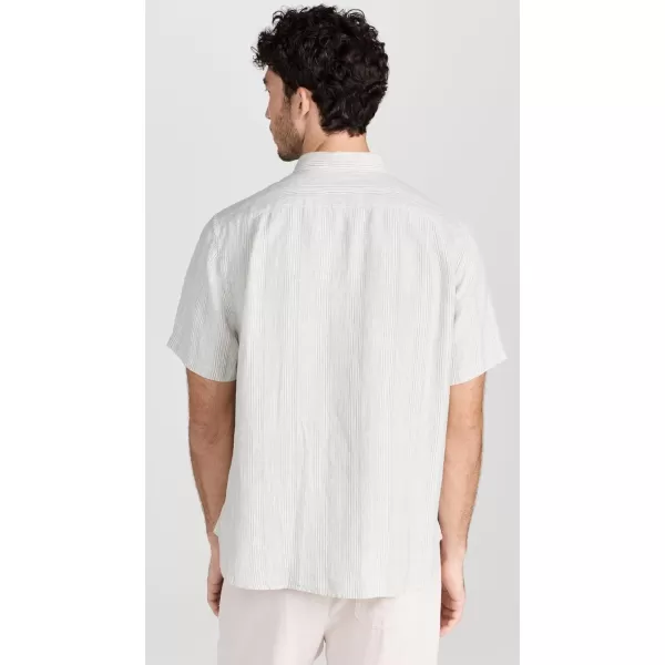 Vince Mens Shadow Stripe ShirtAlabasterLimestone