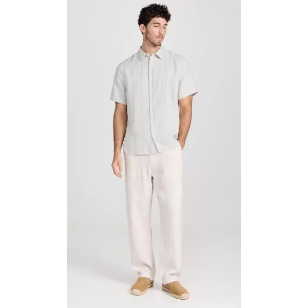 Vince Mens Shadow Stripe ShirtAlabasterLimestone