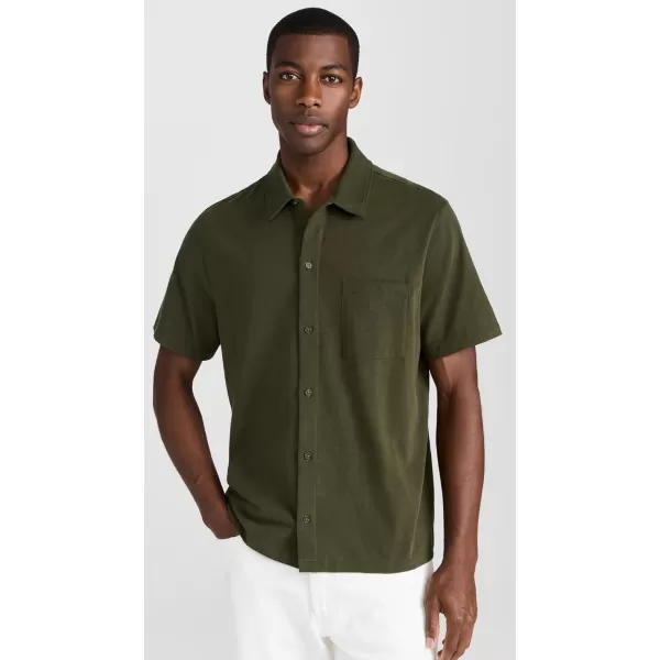 Vince Mens Sueded Jersey Button Down ShirtForest Shadow