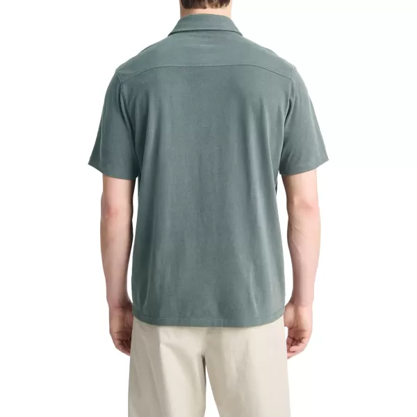 Vince Mens Sueded Jersey Button Down ShirtPetrol Green