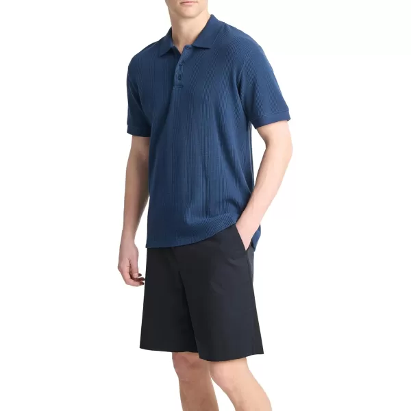 Vince Mens Varigated Texture Short Sleeve PoloMidnight Sky