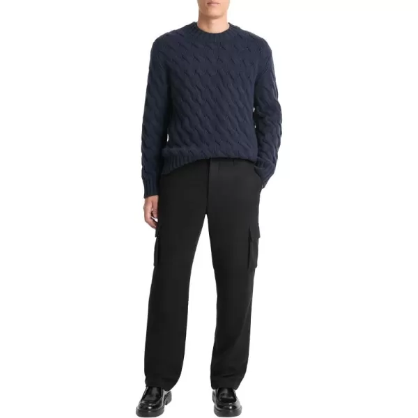 Vince Mens Cable Wave LS Crew Coastal Medium