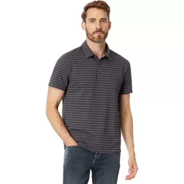 Vince Mens Garment Dye Fleck Stripe SS PoloWashed Black