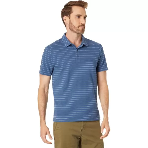 Vince Mens Garment Dye Fleck Stripe SS PoloWashed Twilight Blue