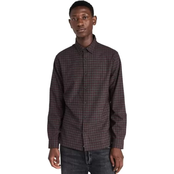 Vince Mens New Castle Plaid ShirtPinot VinoH Charcoal