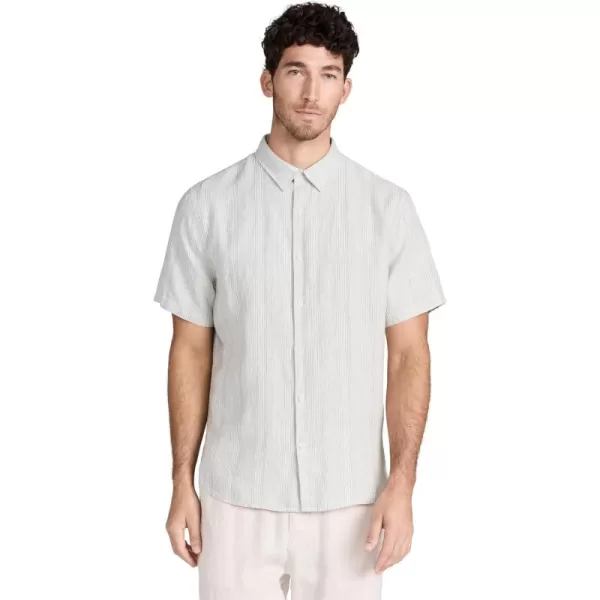 Vince Mens Shadow Stripe ShirtAlabasterLimestone