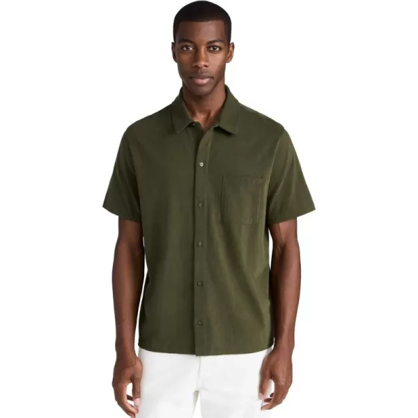 Vince Mens Sueded Jersey Button Down ShirtForest Shadow