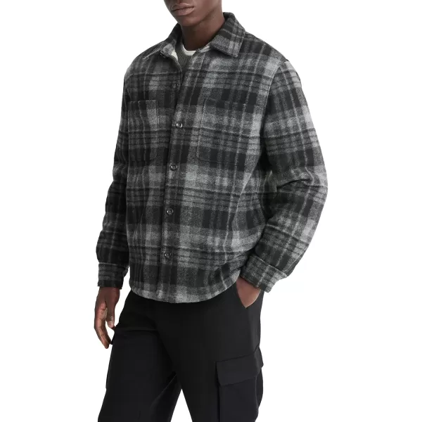 imageVince Mens Sherpa Lined Plaid Shirt JacketBlack Combo