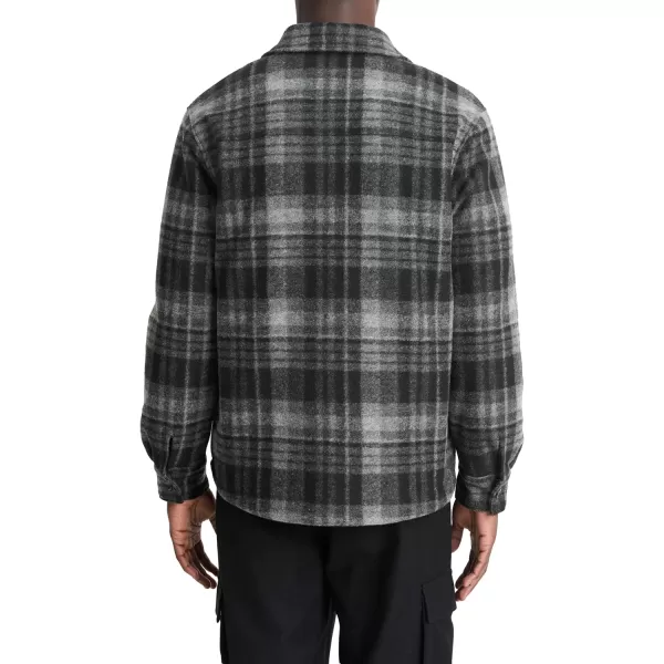 imageVince Mens Sherpa Lined Plaid Shirt JacketBlack Combo