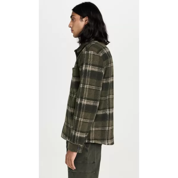 imageVince Mens Sherpa Lined Plaid Shirt JacketNight Moss Combo