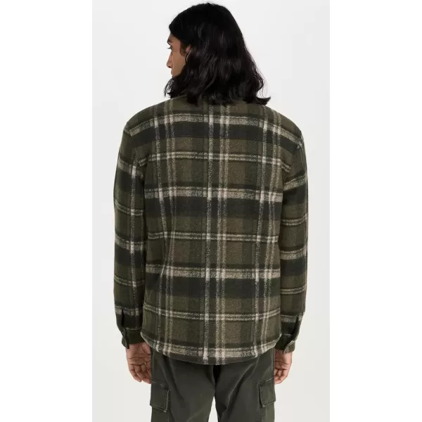 imageVince Mens Sherpa Lined Plaid Shirt JacketNight Moss Combo