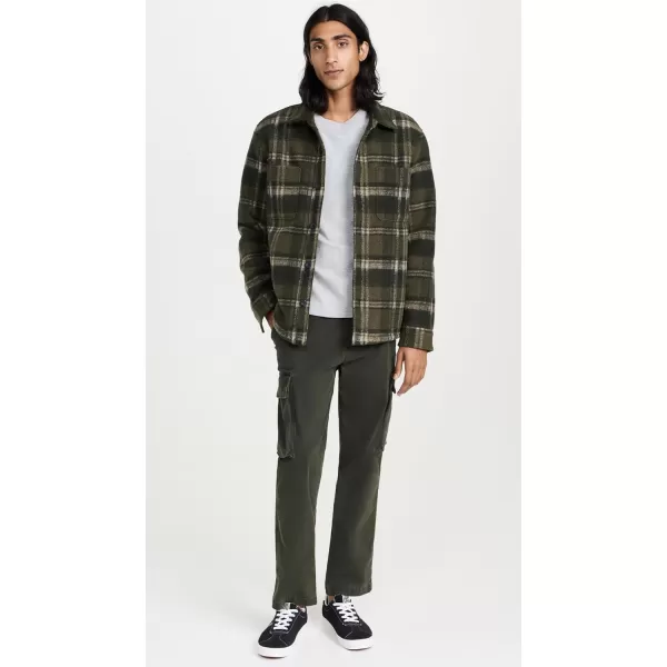 imageVince Mens Sherpa Lined Plaid Shirt JacketNight Moss Combo