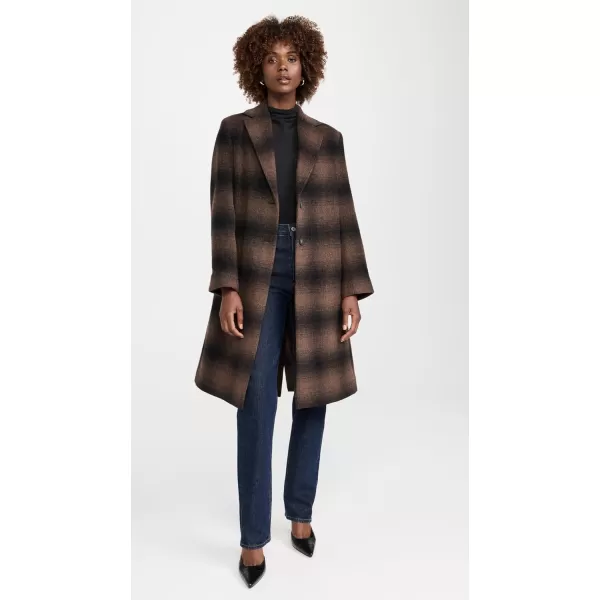 imageVince Womens Shadow Plaid Car CoatDeep Walnut