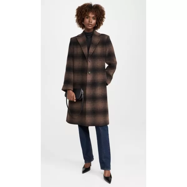 imageVince Womens Shadow Plaid Car CoatDeep Walnut