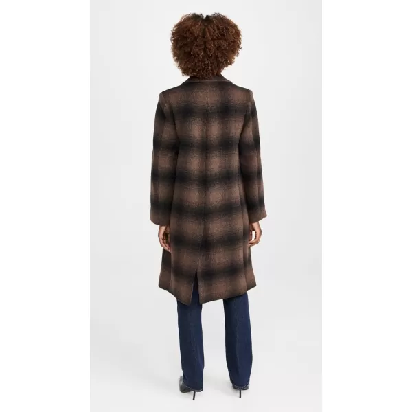 imageVince Womens Shadow Plaid Car CoatDeep Walnut