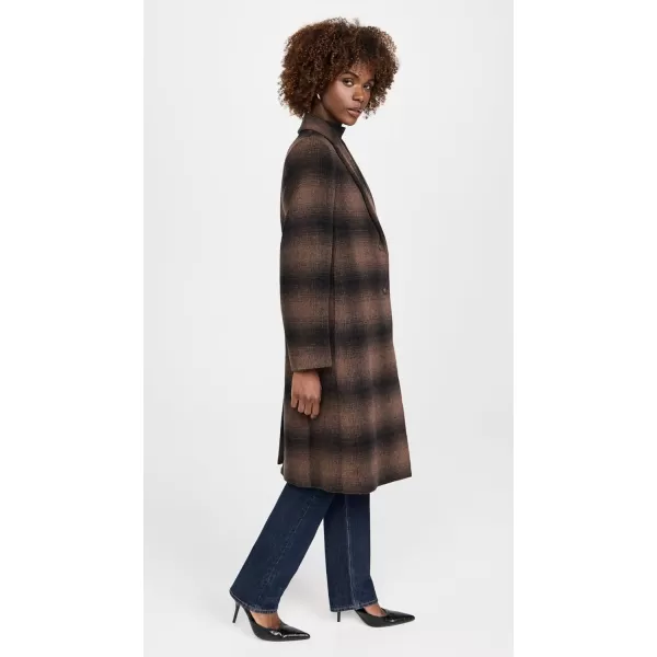 imageVince Womens Shadow Plaid Car CoatDeep Walnut