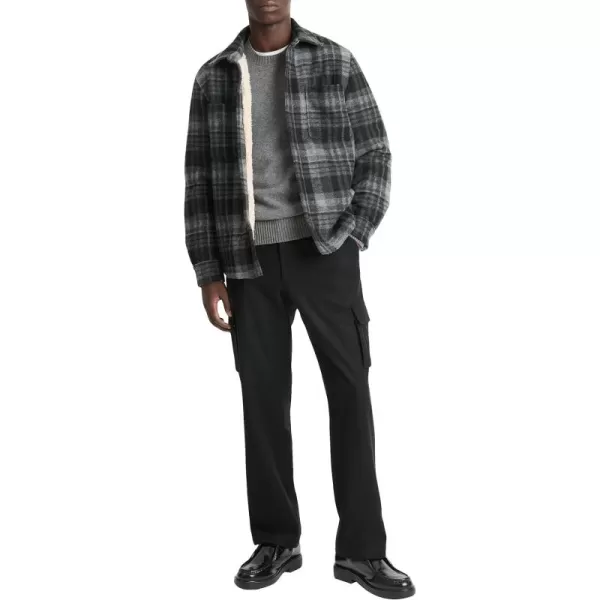 imageVince Mens Sherpa Lined Plaid Shirt JacketBlack Combo