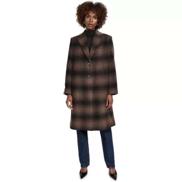 imageVince Womens Shadow Plaid Car CoatDeep Walnut