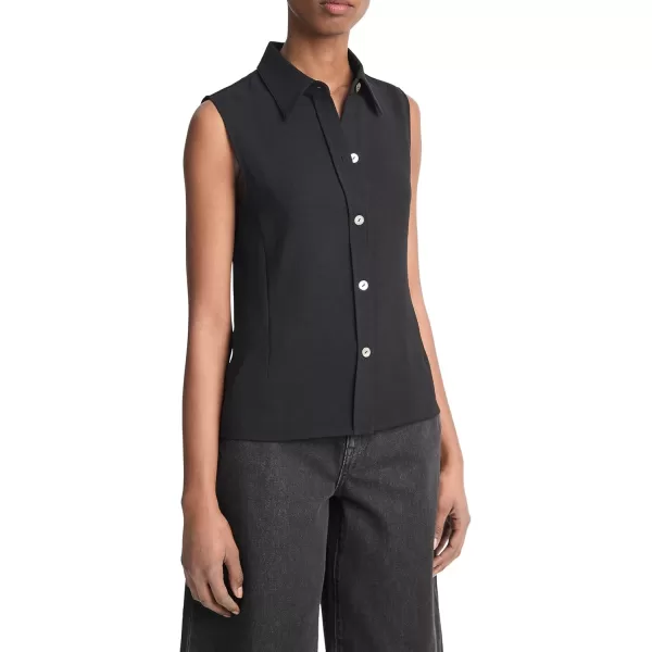 imageVince Womens Sleevelss Button DownBlack