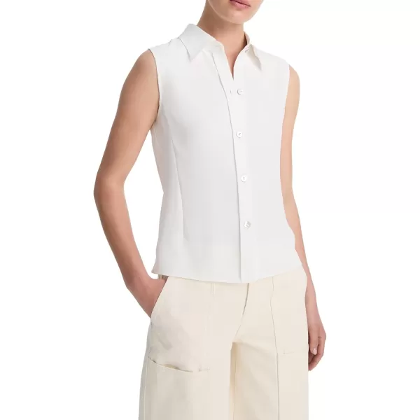 imageVince Womens Sleevelss Button DownOffwhite