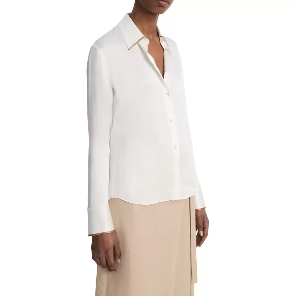 imageVince Womens Tipped Slim BlouseOff WhiteRye