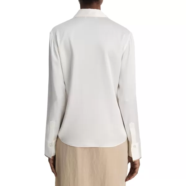 imageVince Womens Tipped Slim BlouseOff WhiteRye