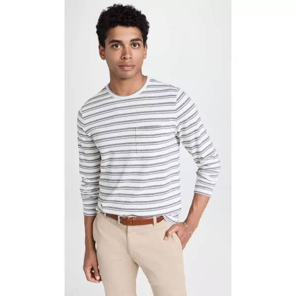 imageVince Mens Chevron Stripe Long Sleeve CrewOff WhiteCoastal