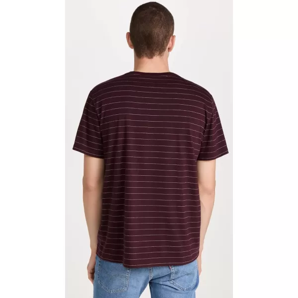 imageVince Mens Mini Jacquard Stripe SS CrewDeep WineOff White