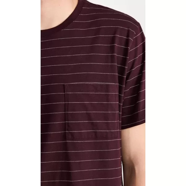 imageVince Mens Mini Jacquard Stripe SS CrewDeep WineOff White