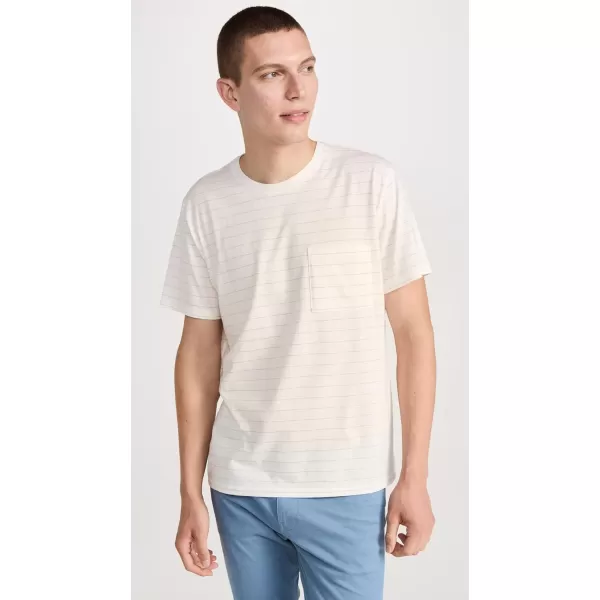 imageVince Mens Mini Jacquard Stripe SS CrewOff WhiteNew Camel