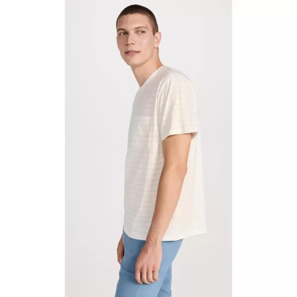 imageVince Mens Mini Jacquard Stripe SS CrewOff WhiteNew Camel