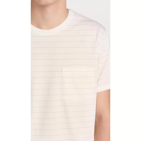 imageVince Mens Mini Jacquard Stripe SS CrewOff WhiteNew Camel