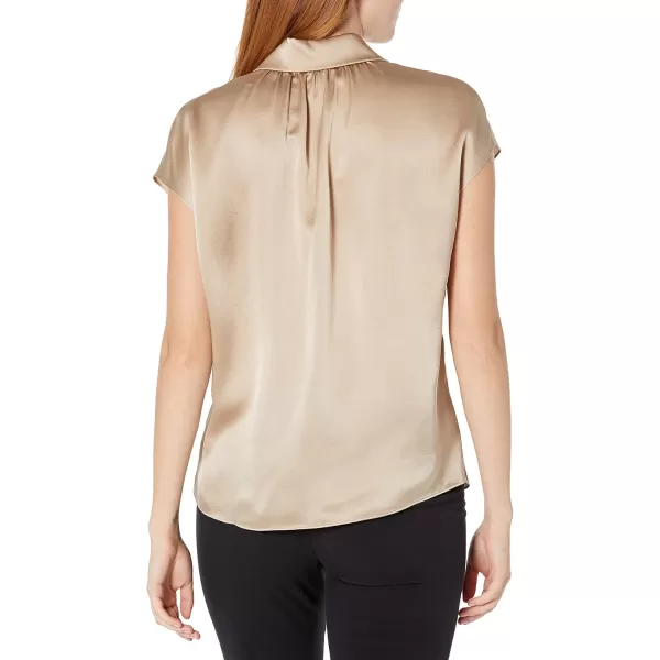 imageVince Womens Cap Sleeve Ruched Back BlousePale Nut