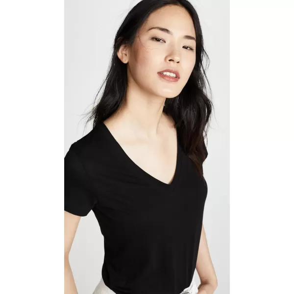 imageVince Womens Essential V Neck TeeBlack