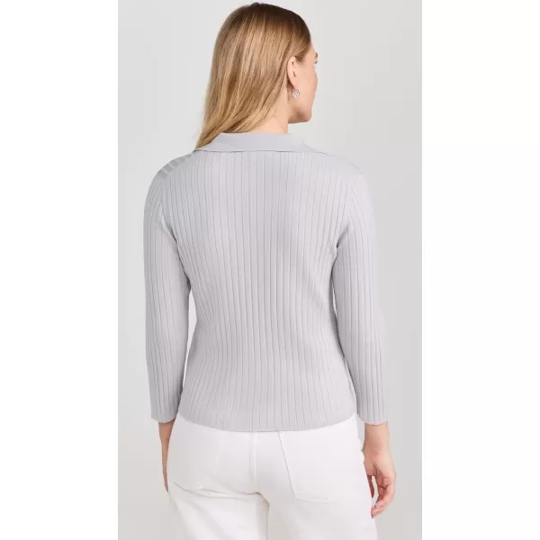 imageVince Womens Ribbed Button 34 Sleeve PoloLight Grey