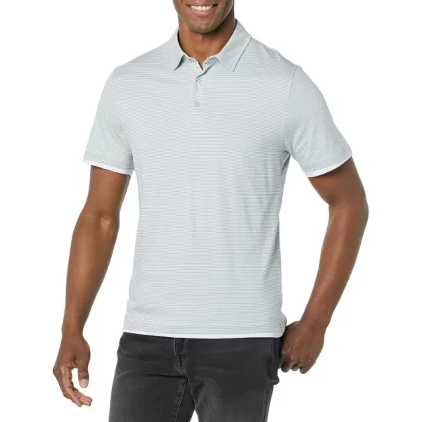 imageVince Mens Dbl Layer Stripe PoloCity BlueOff White