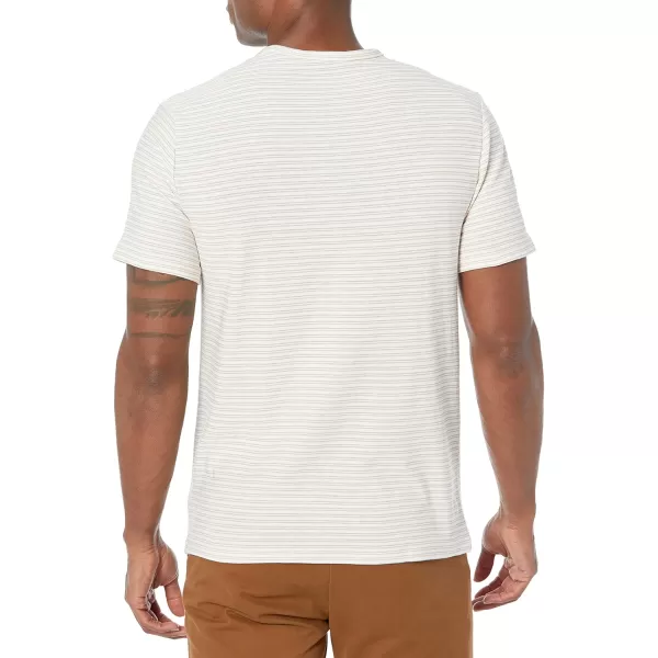 imageVince Mens Plaited Stripe Short Sleeve CrewOff WhiteRustic Canyon