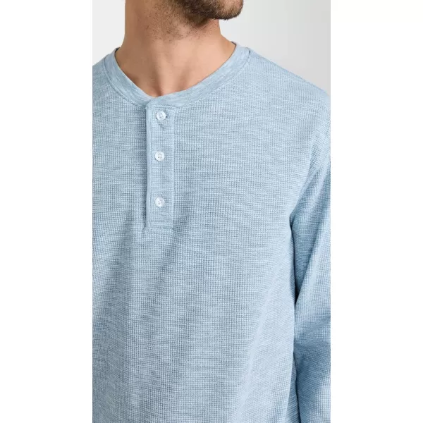 imageVince Mens Sun Faded Thermal Long Sleeve HenleyPacific Blue