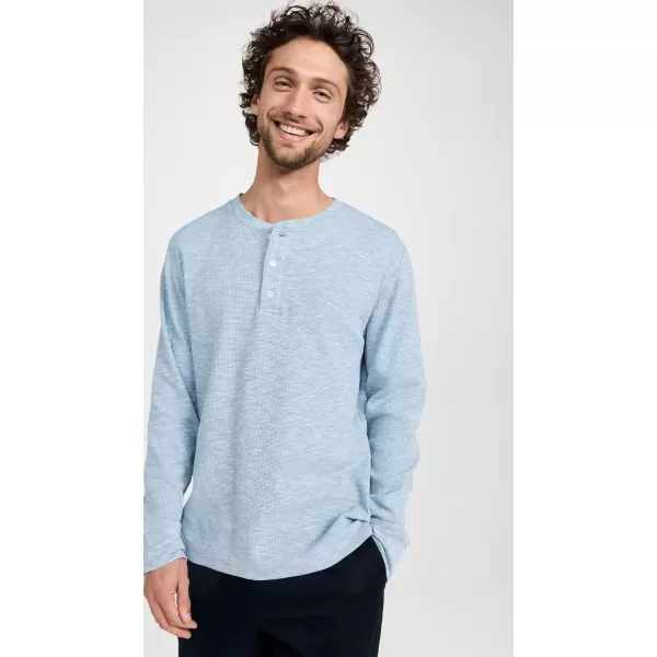 imageVince Mens Sun Faded Thermal Long Sleeve HenleyPacific Blue