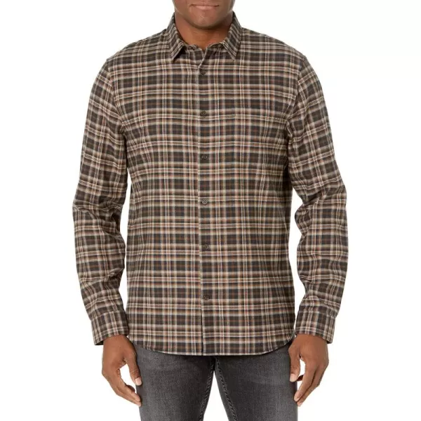 imageVince Mens Brushed Plaid LSOak Brown