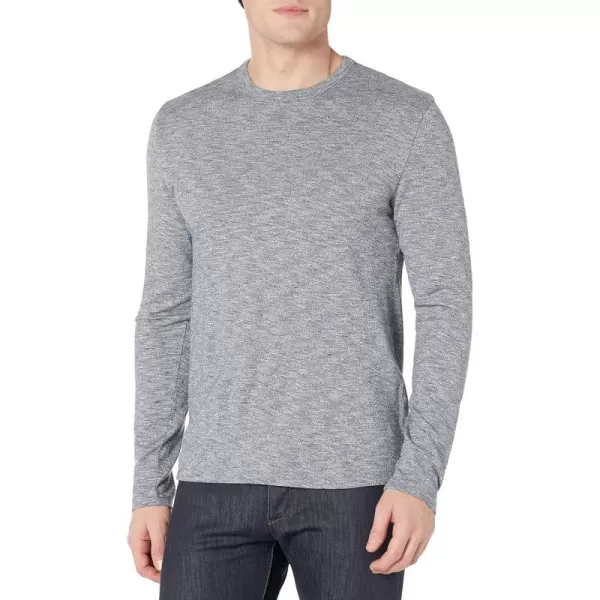 imageVince Mens Mouline LS CrewSteel BlueOff White