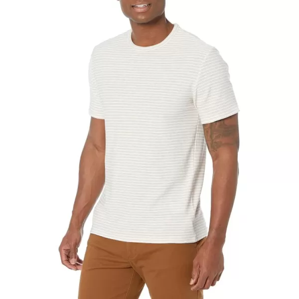 imageVince Mens Plaited Stripe Short Sleeve CrewOff WhiteRustic Canyon