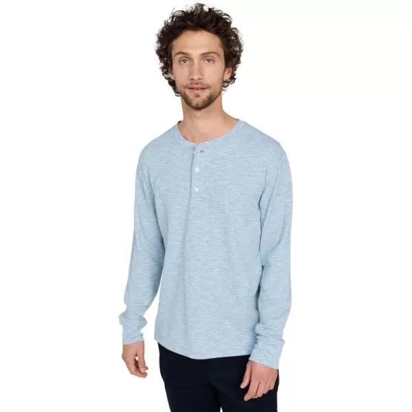 imageVince Mens Sun Faded Thermal Long Sleeve HenleyPacific Blue