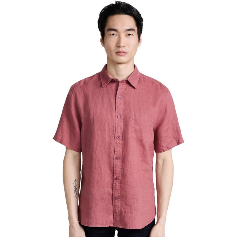 imageVince Mens Linen Short Sleeve ShirtWild Barberry