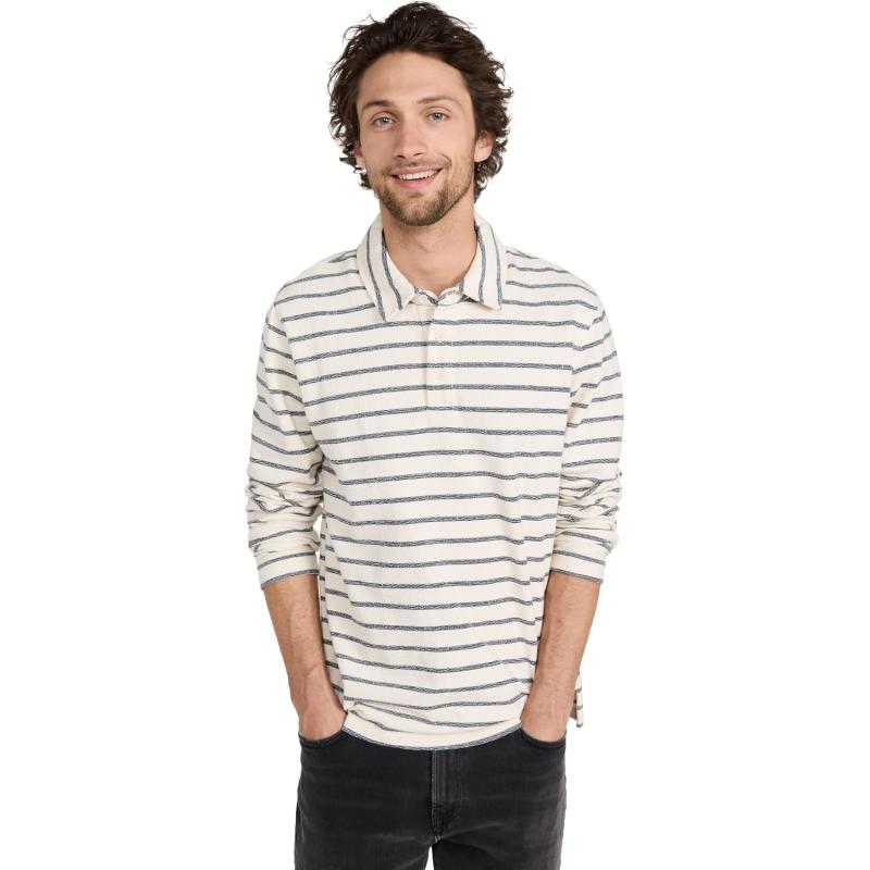 imageVince Mens Rib Knit Long Sleeve PoloBoneCoastal