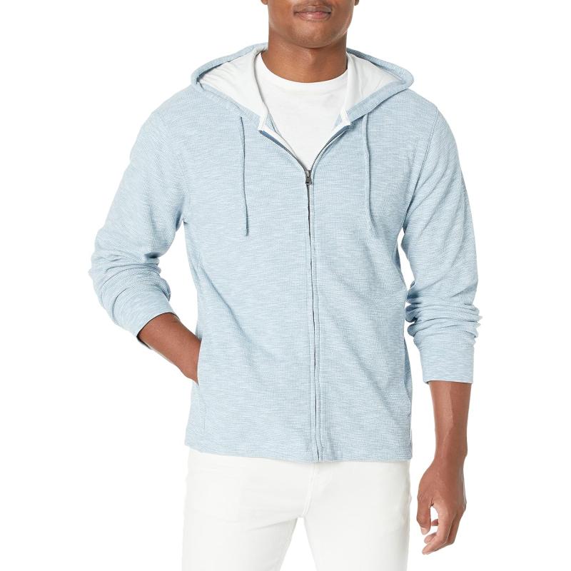 imageVince Mens Rib Knit Long Sleeve PoloPacific Blue