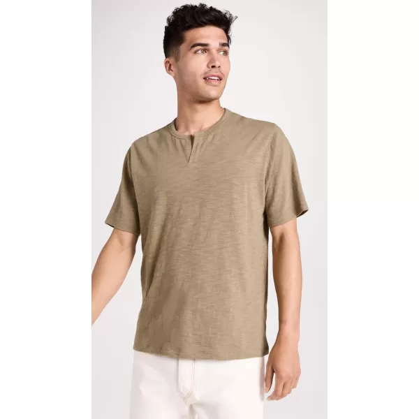 imageVince Mens Slub Split Neck TeeOlive Moss