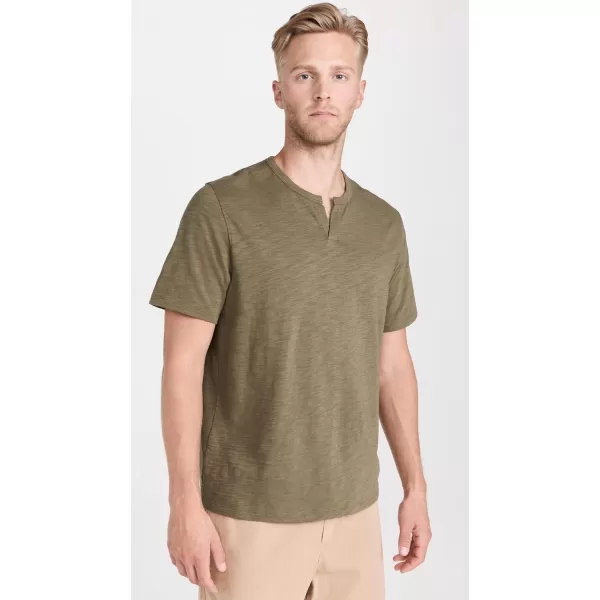 imageVince Mens Slub Split Neck TeeUniform Green