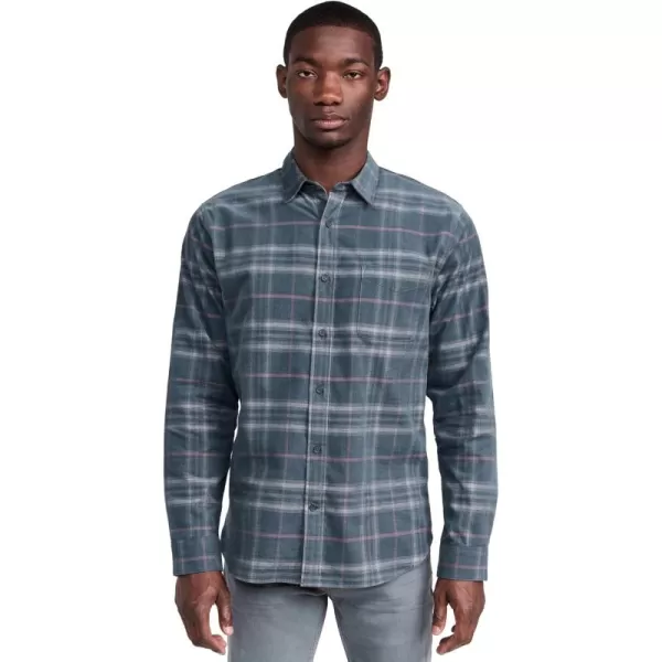 imageVince Mens Corduroy Plaid ShirtIris BlueChalk Pink